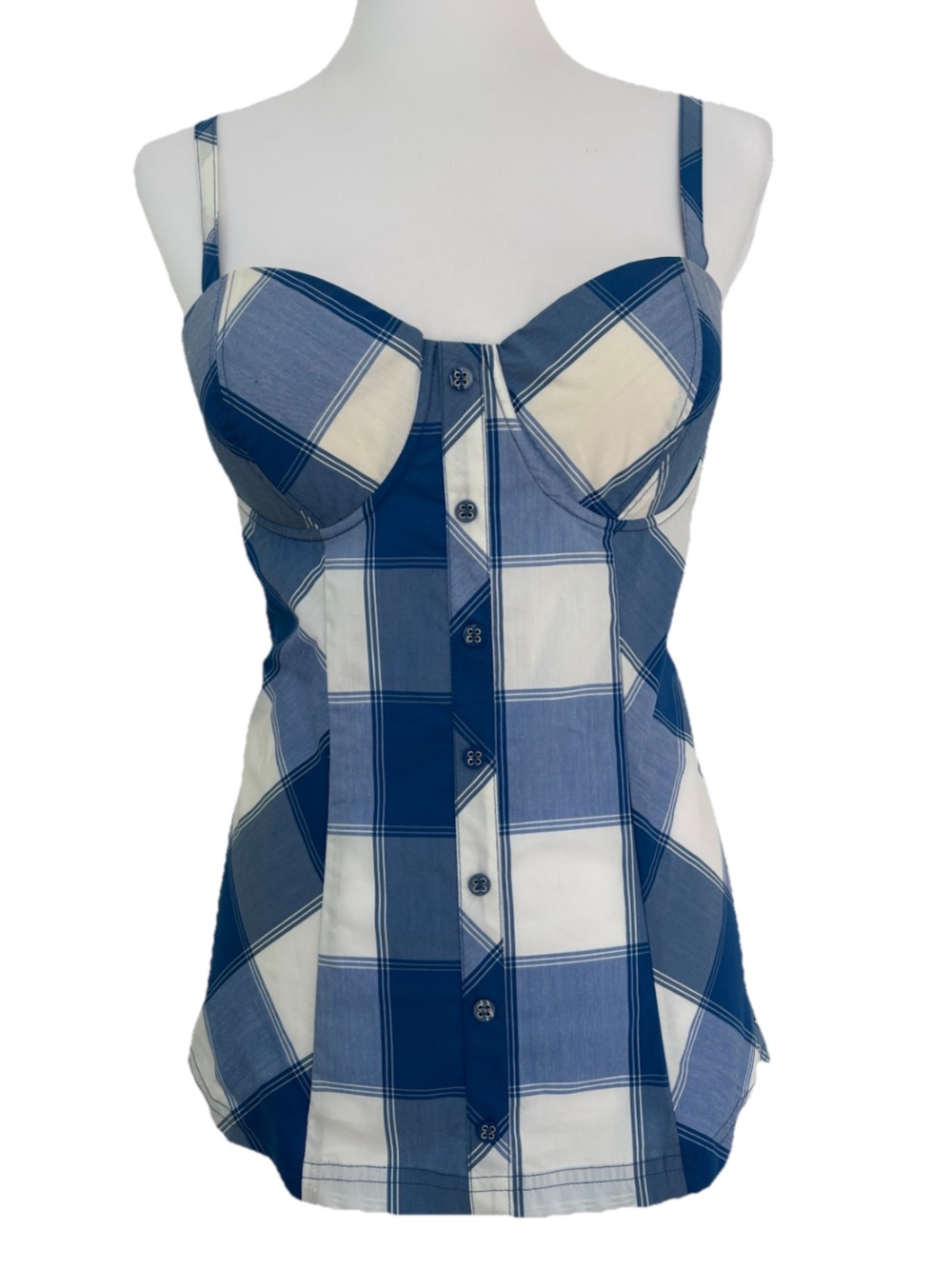 Guess Griselda Bustier Top Cosmic Blue Multi Size XL/TG New with Tag